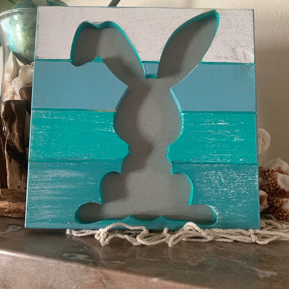Coastal Baby Bunny Wood Wall Art